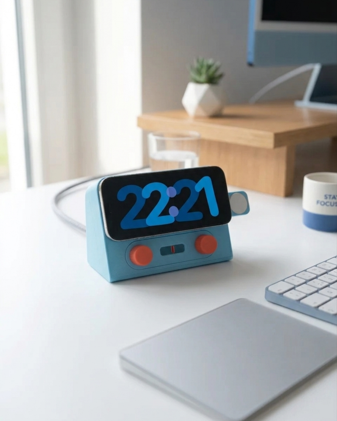 Stand iPhone e Apple Watch "Retro-Charge" - Stazione di ricarica con Meccanismo a Scomparsa