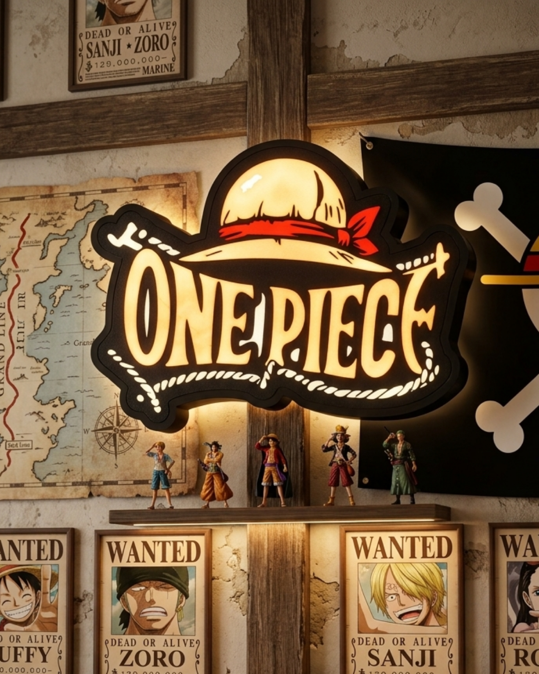 Lightbox One Piece - Logo Iconico con Cappello di Paglia