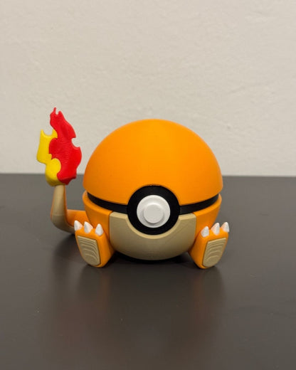 FanArt sfera arancione con coda di fuoco e zampe
