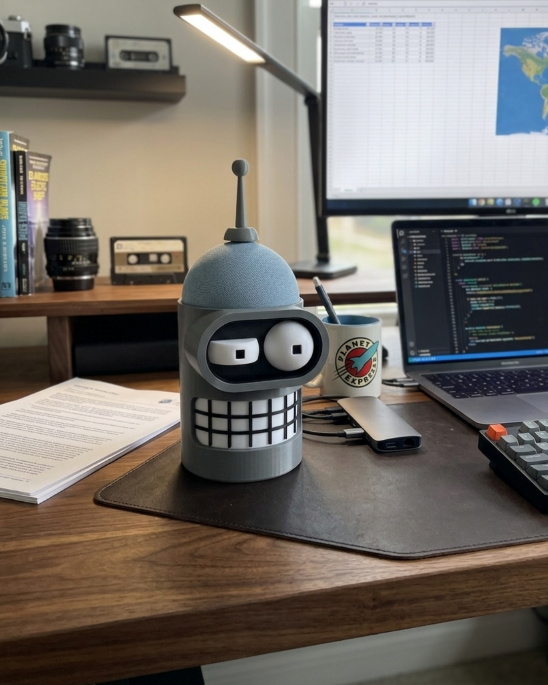 Supporto Alexa Bender - Il Robot di Futurama per Echo Dot
