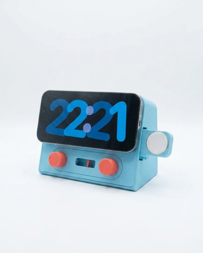 Stand iPhone e Apple Watch "Retro-Charge" - Stazione di ricarica con Meccanismo a Scomparsa